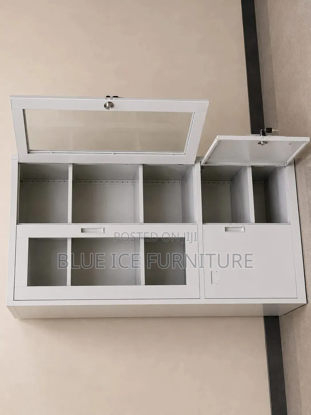 Metal Office Storage Cabinet With Glass Doors