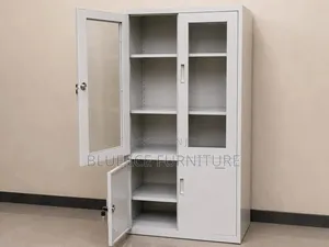 Metal Office Storage Cabinet With Glass Doors