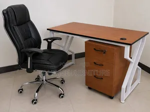 Executive Office Desk Ergonomic Leather Chair Set – 3-Drawer