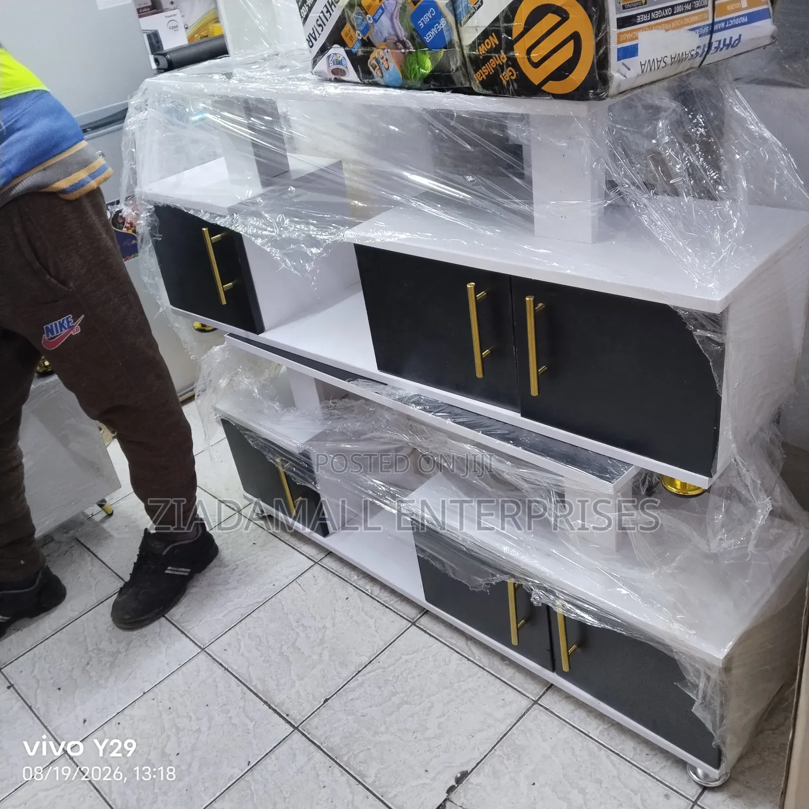 Black and White New TV Stand on Offer.