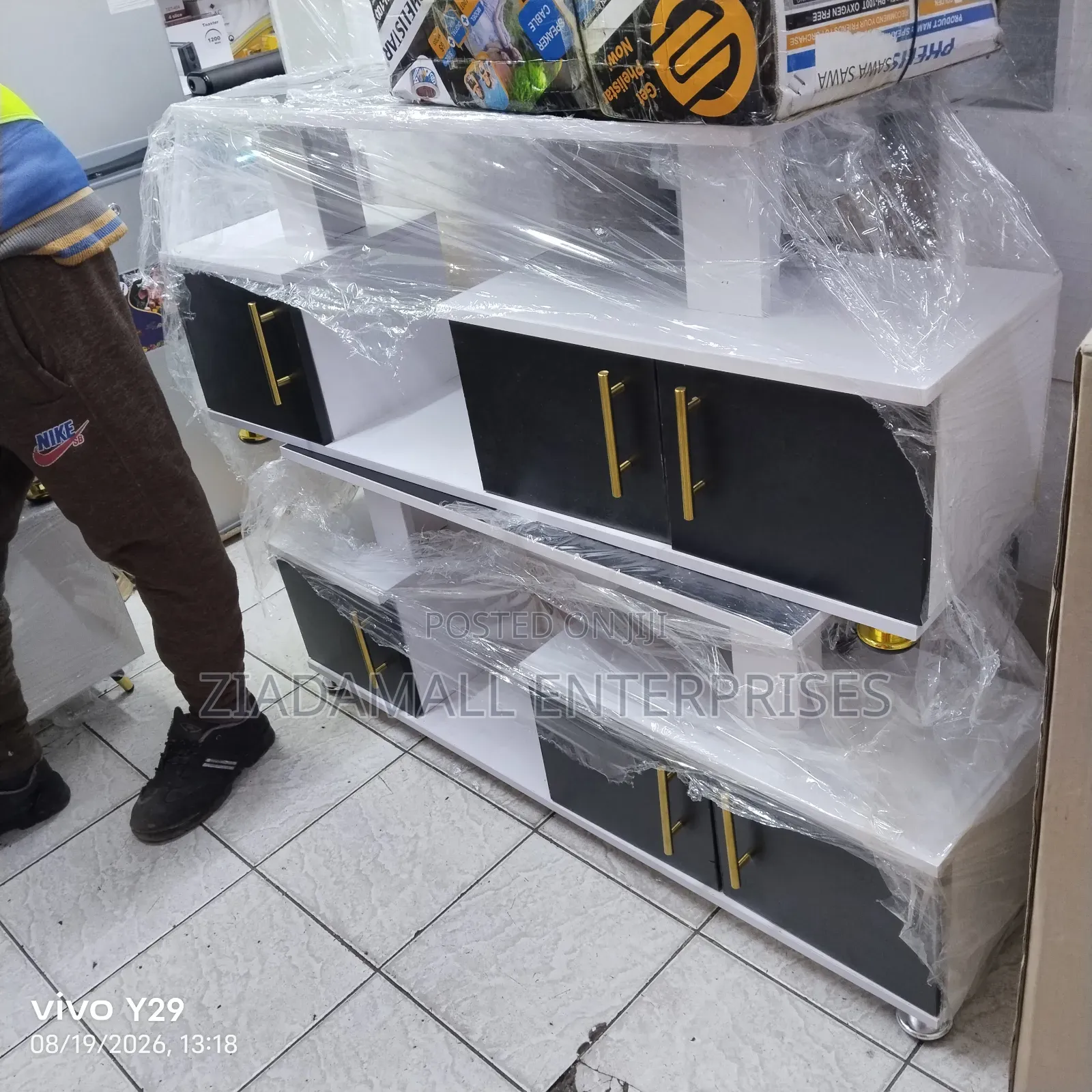 Black and White New TV Stand on Offer.