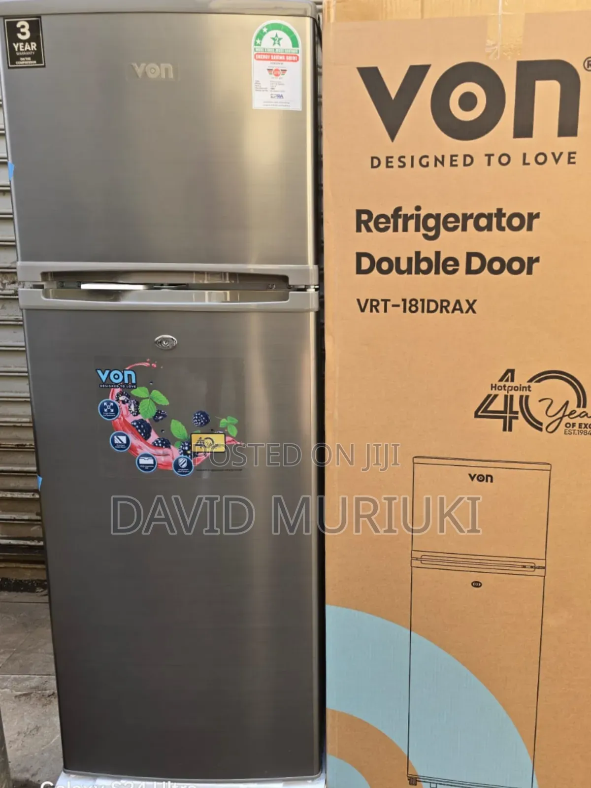 Von 181L Double Door Direct Cool Fridge