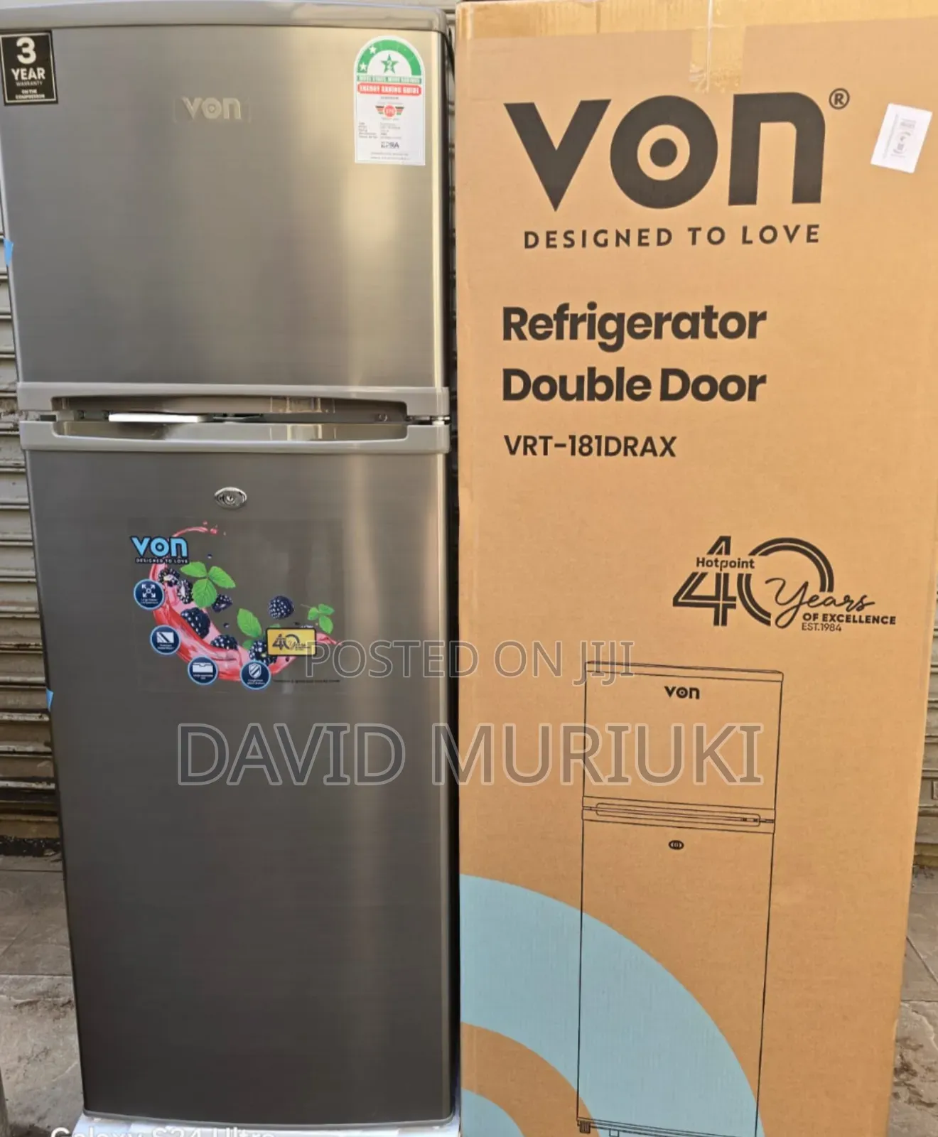 Von 181L Double Door Direct Cool Fridge