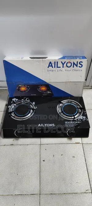 AILYONS 2 Burner Glass Top Gas Cooker Infrared Double Burner at 2000