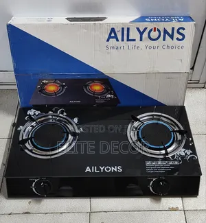 AILYONS 2 Burner Glass Top Gas Cooker Infrared Double Burner at 2000