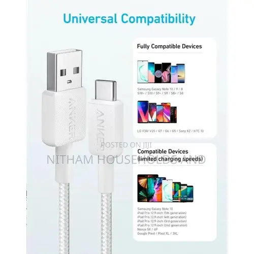 Anker 322 USB-a to USB-C 15w Cable (3ft) Nylon Braided – A81h5h11