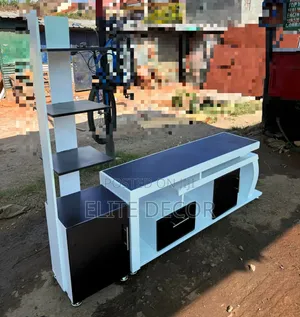 Modern TV Stand With Flower Stand Shelf – Stylish Wooden