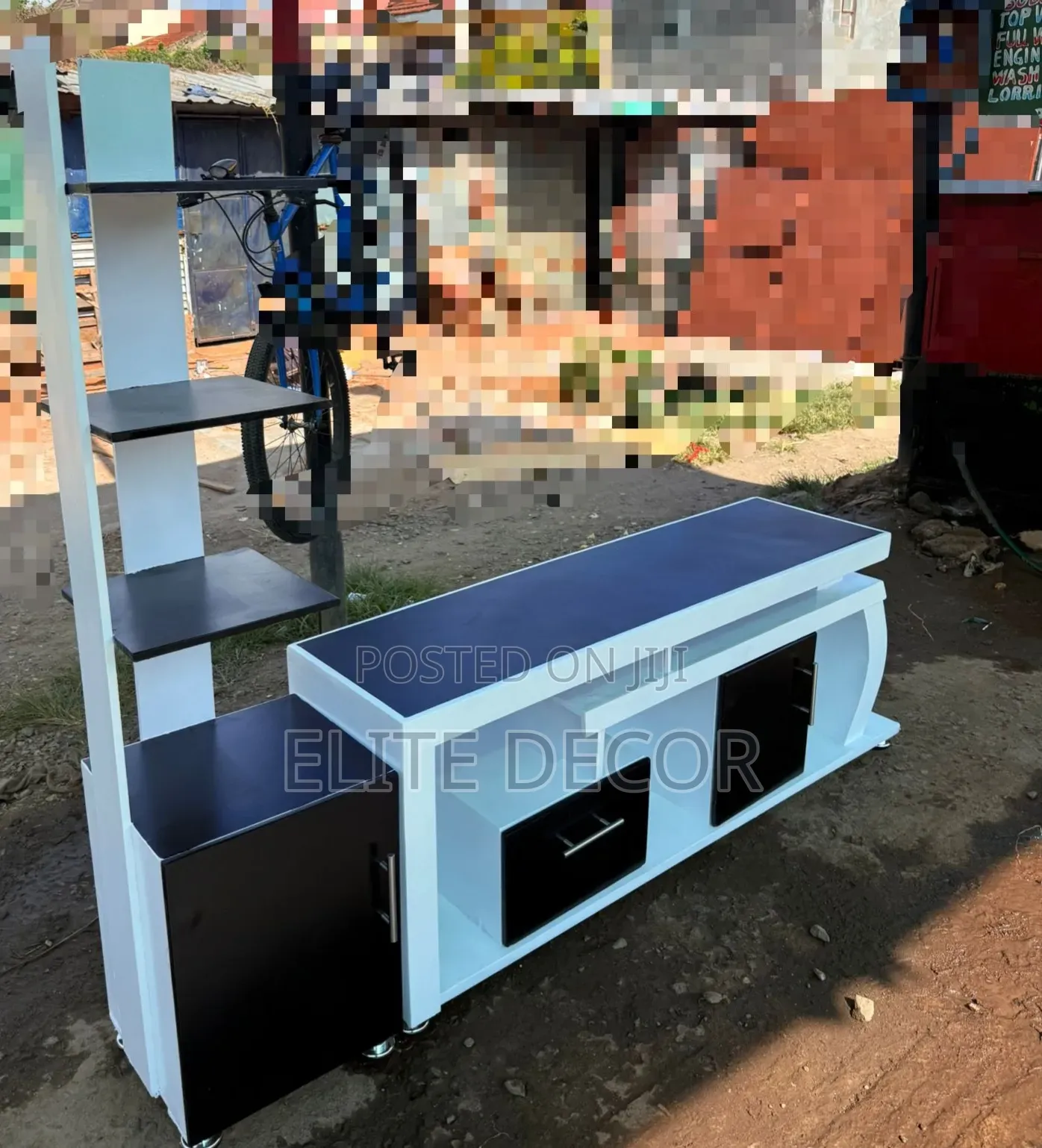 Modern TV Stand With Flower Stand Shelf – Stylish Wooden