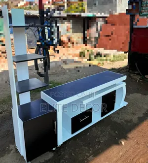 Modern TV Stand With Flower Stand Shelf – Stylish Wooden