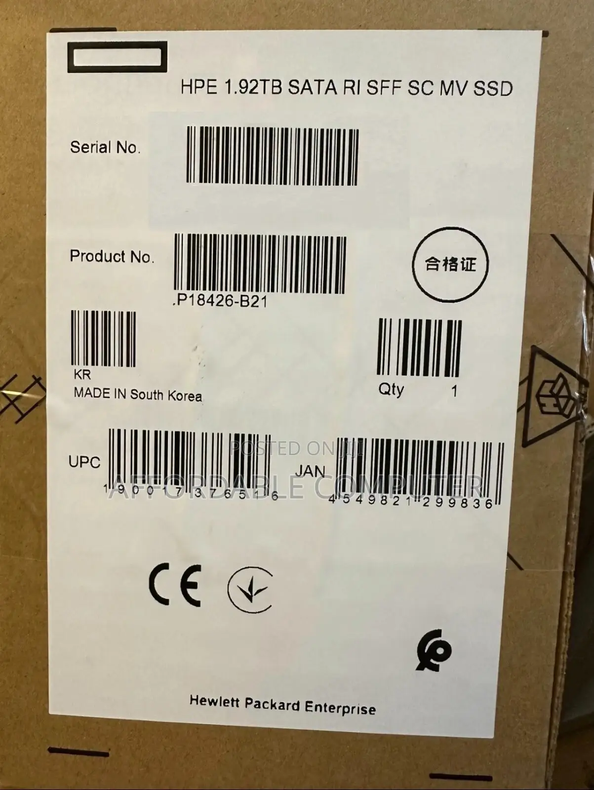 Hpe 1.92tb 6g 2.5 Sata Server SSD