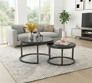 Coffee Table; Round Golden Home Office Coffee Table