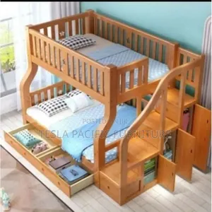 Modern Wooden Bunk Bed With Built-in Staircase,wardrobe and Drawers.