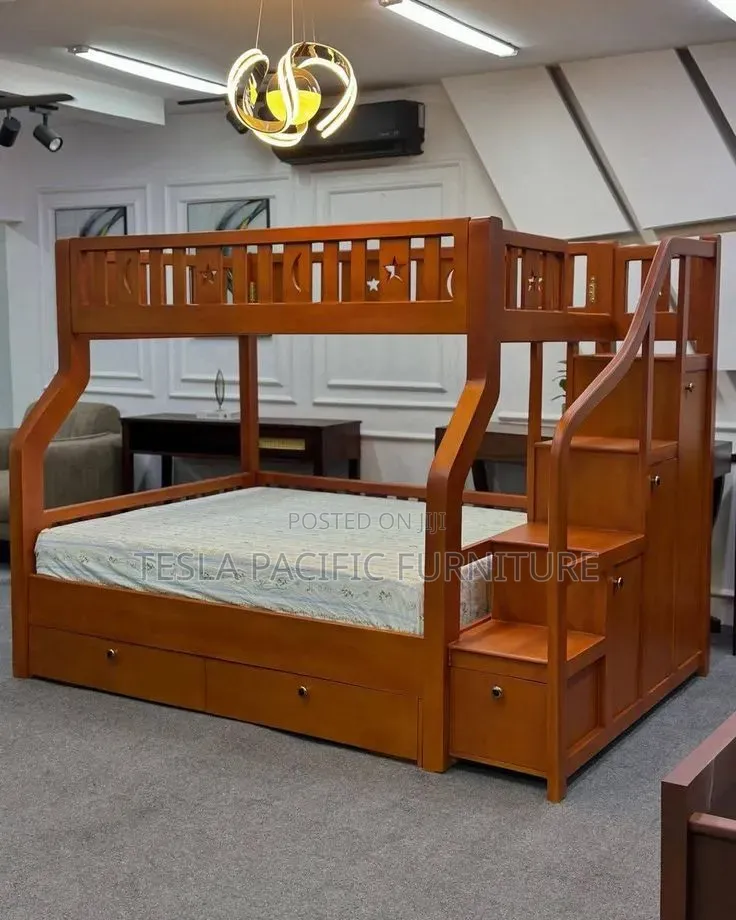 Modern Wooden Bunk Bed With Built-in Staircase,wardrobe and Drawers.