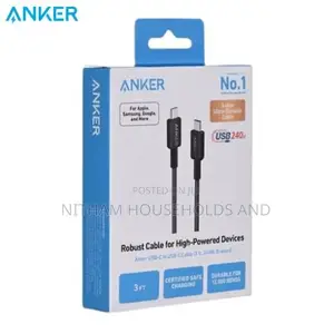 Anker USB-C to USB-C Cable (3ft, 240w, Braided) – A81d5h11 – Black