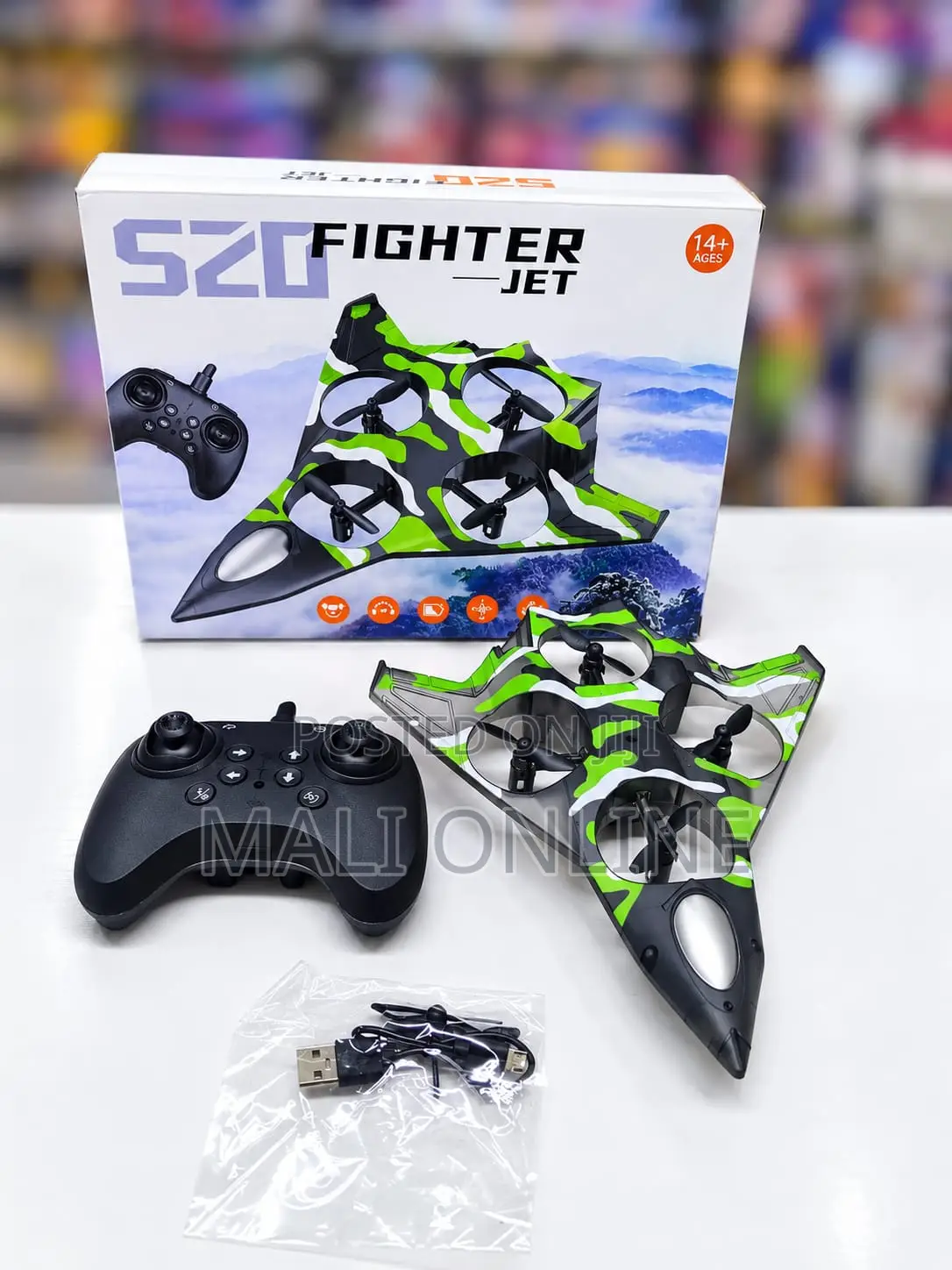 Remote Control Flying Fighter Jet 4 Propellers Rechargeable Toy Gift