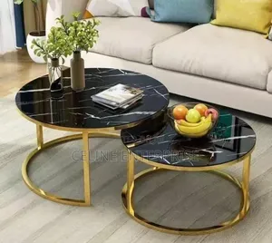 Marble Nesting Coffee Table (Glass Effect) White