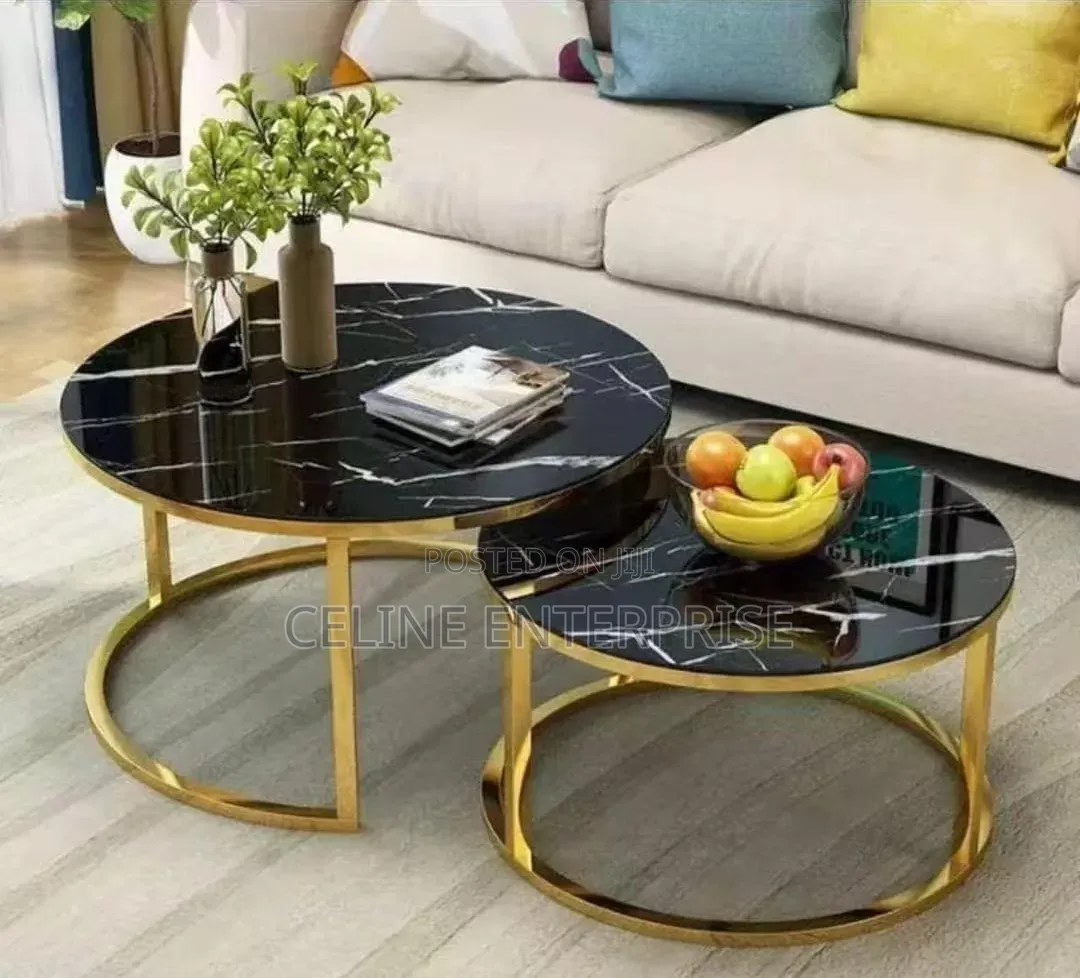 Marble Nesting Coffee Table (Glass Effect) White