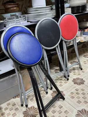 Foldable Stools - Padded Top With Metallic Legs