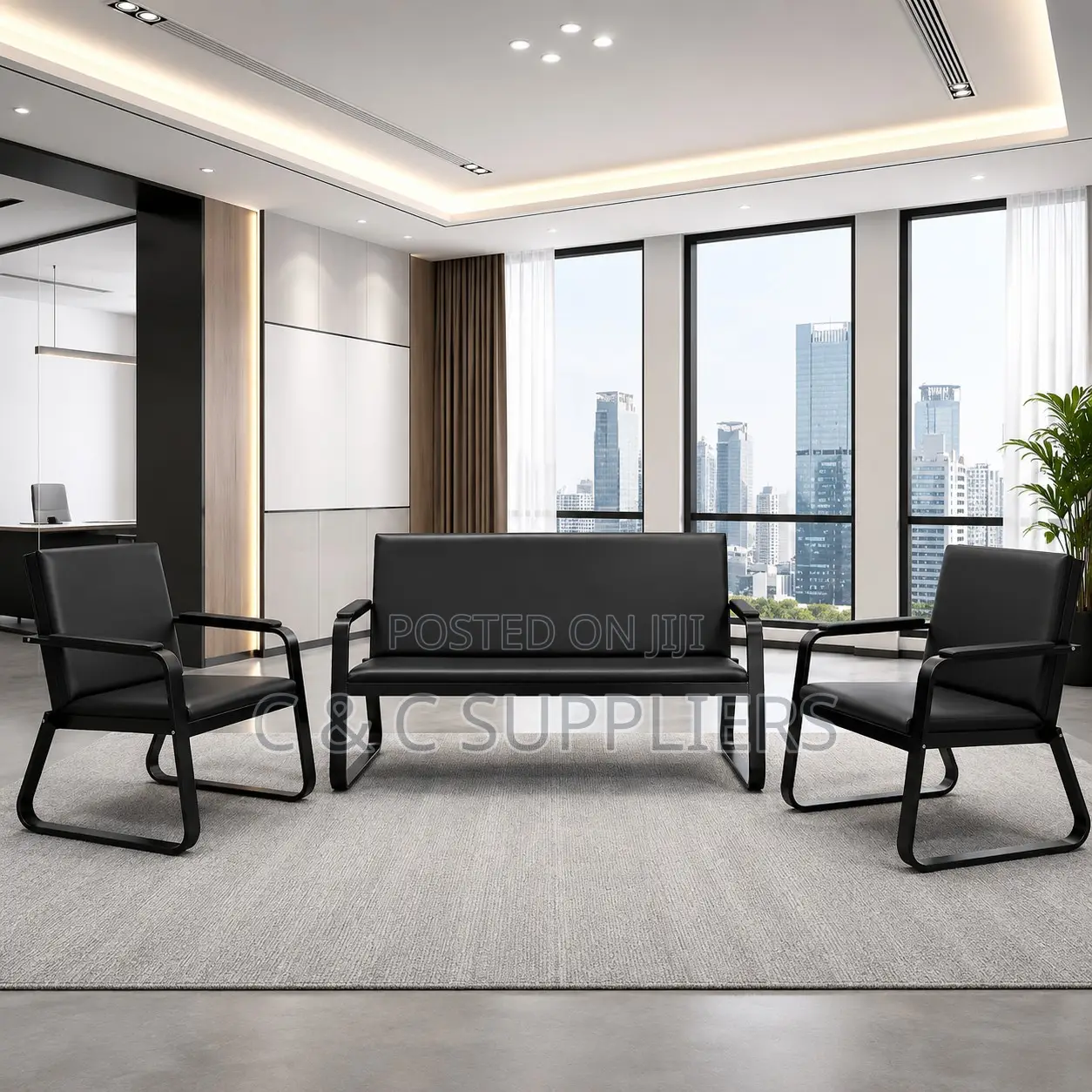 Modern Black 5-Seater Sofa Set.