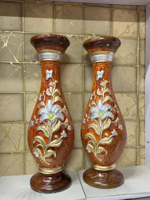 Brown Ceramic Fibre Glass Vase From Egypt - 30 Inch Tall
