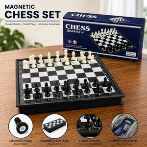 Black and White Magnetic Chess Board Game,Foldable Design Small Size