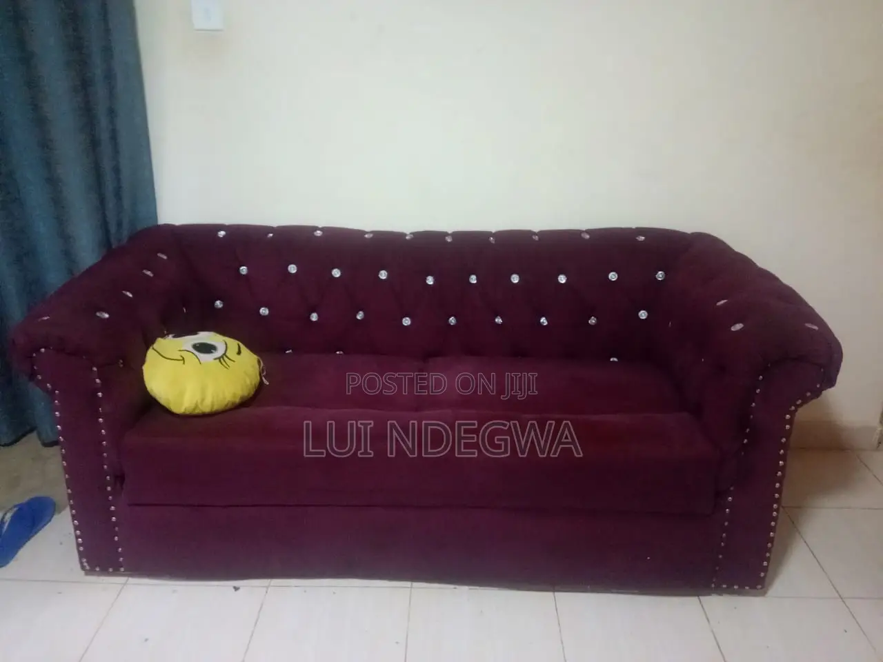 Maroon Chester 3-Seater