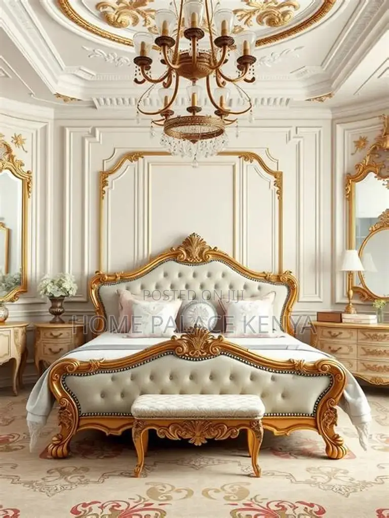 Bed; Elegant French Inspired Bed for Luxury Bedroom Decor