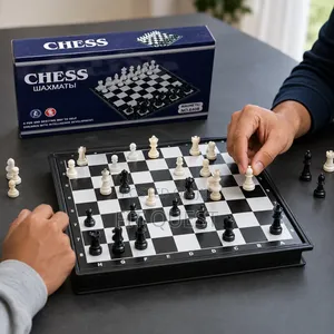 Black and White Magnetic Chess Board Game,Foldable Design Small Size