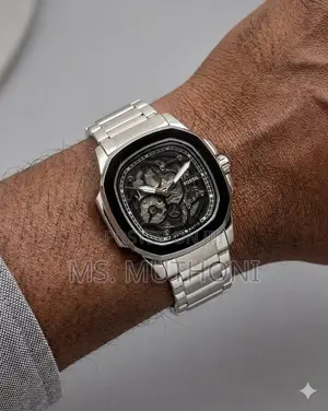 Silver Stainless Steel Fossil Inscription Automatic