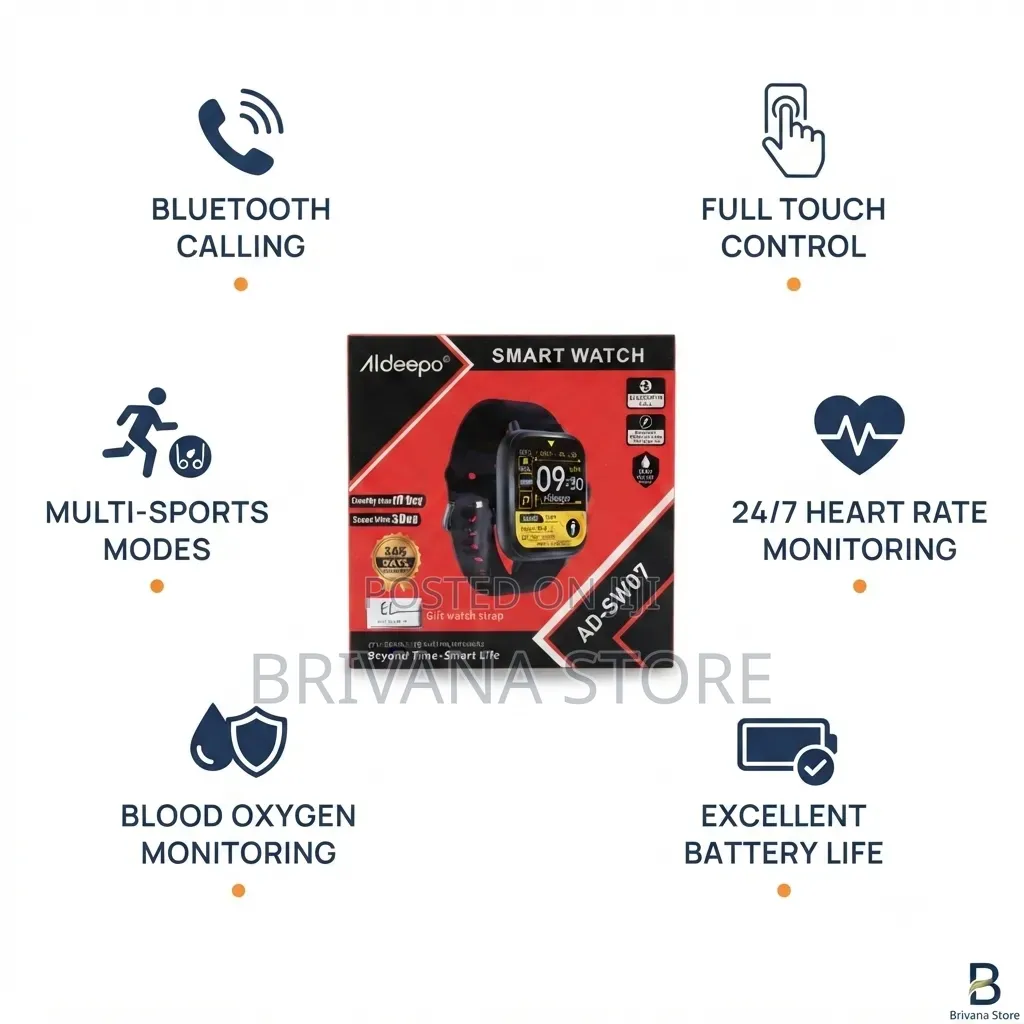 Aldeepo Smart Watch – Bluetooth Calling, Fitness Notifications