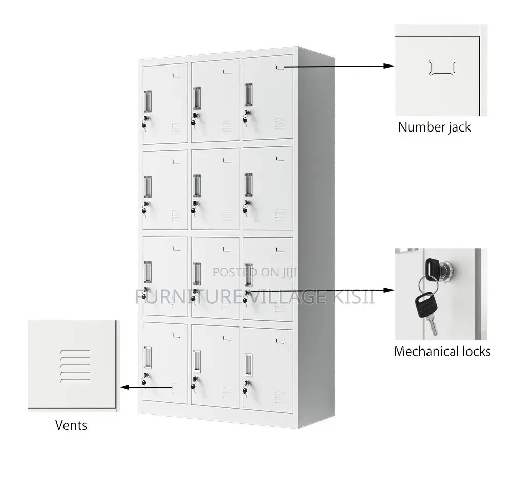Locker; 12-Door Metallic Storage Cabinet