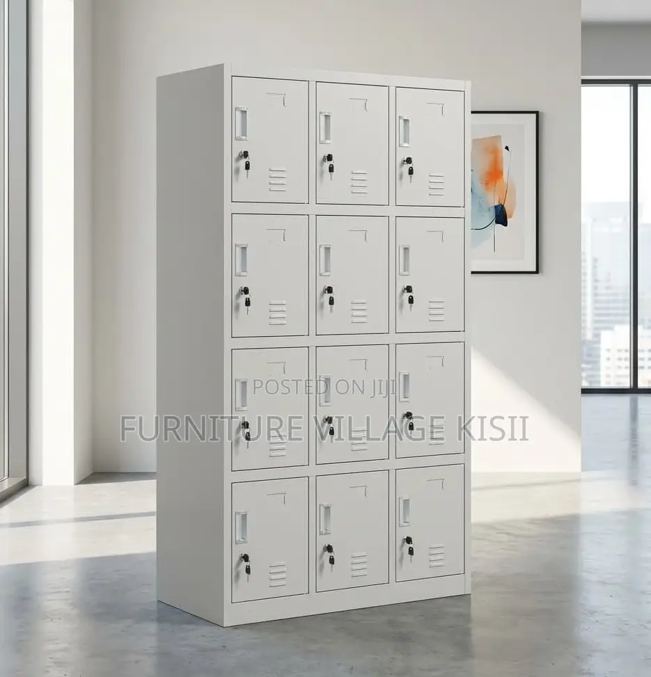 Locker; 12-Door Metallic Storage Cabinet