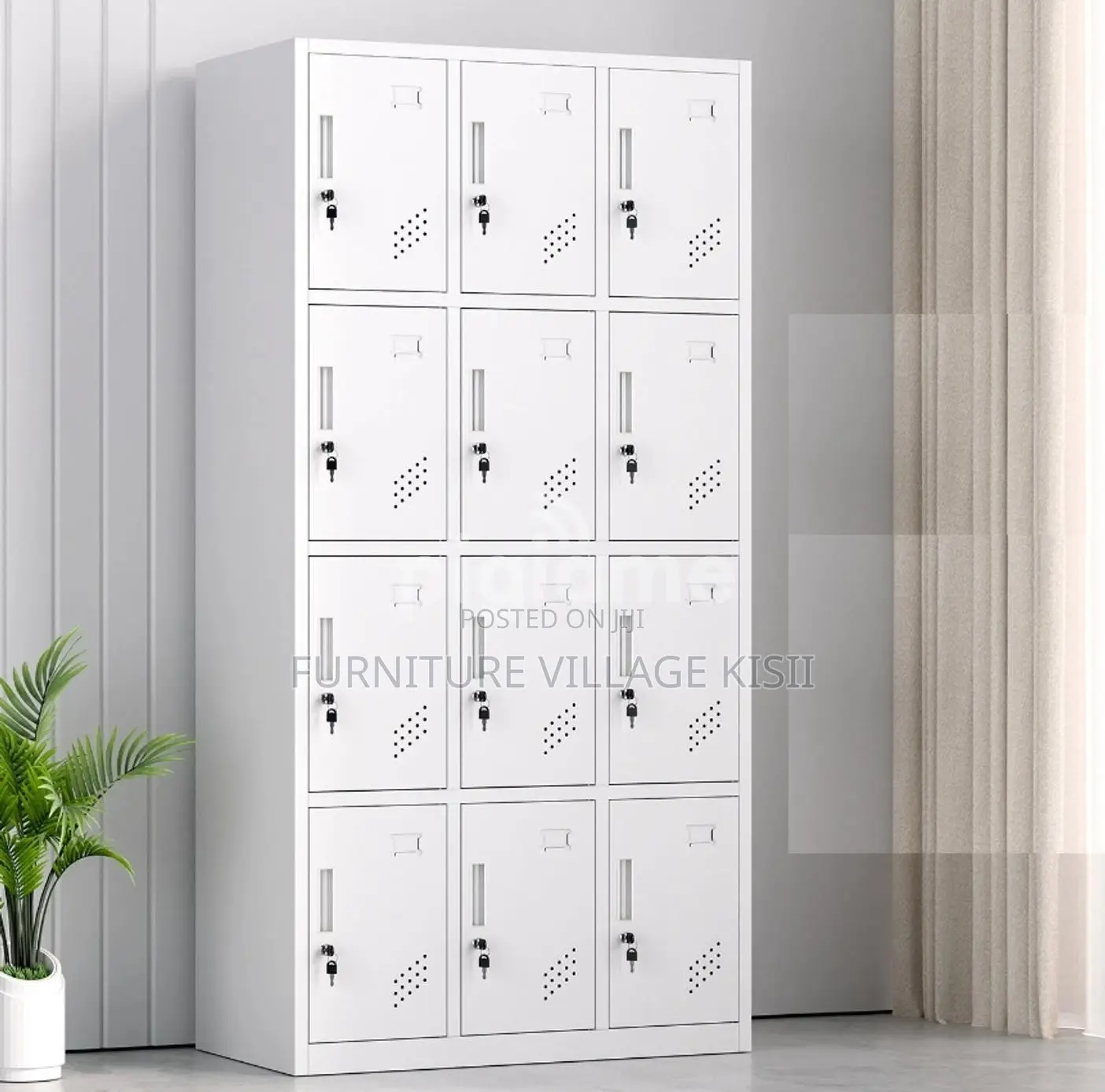 Locker; 12-Door Metallic Storage Cabinet