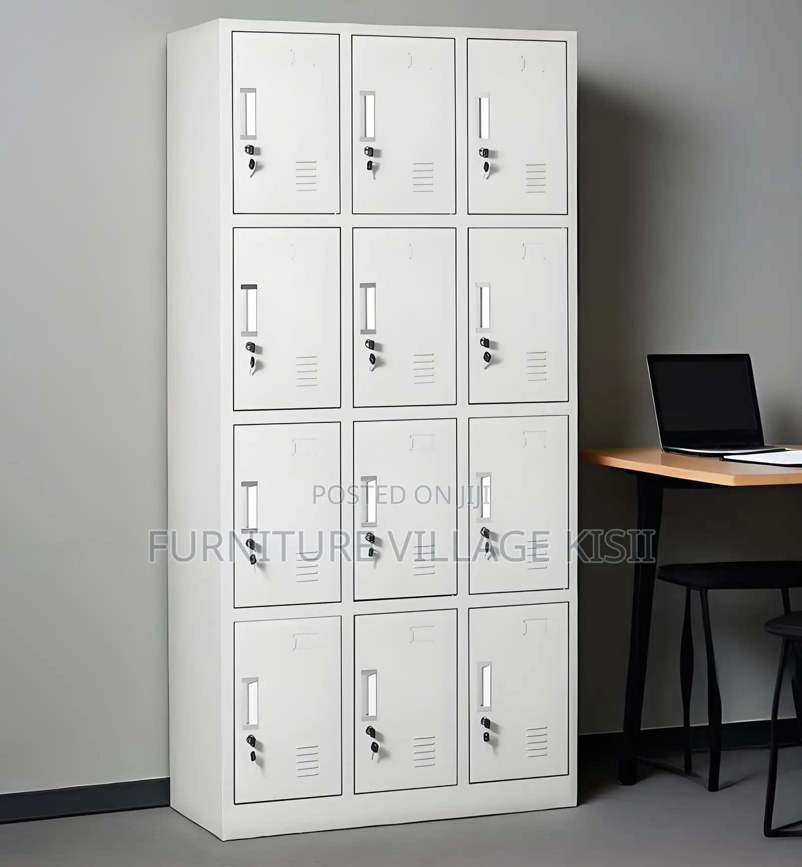 Locker; 12-Door Metallic Storage Cabinet
