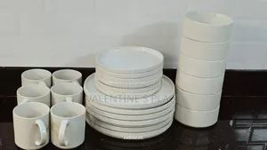 Modern Ribbed White Ceramic Dinnerware Set