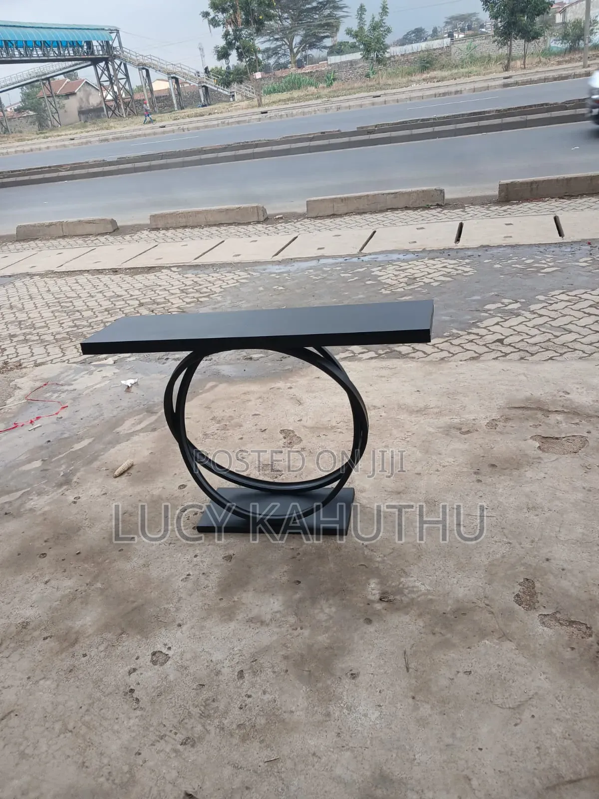 Wood Top Console Table With Metal Frame