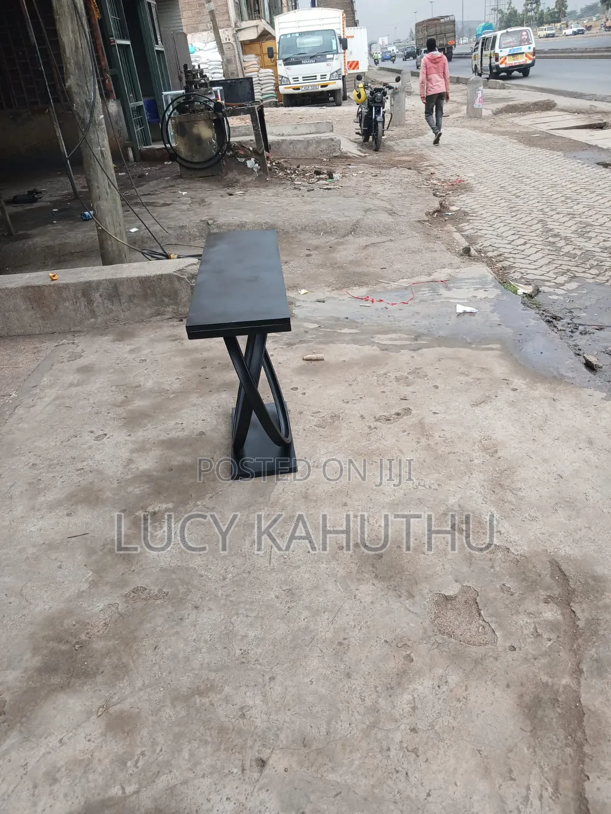 Wood Top Console Table With Metal Frame