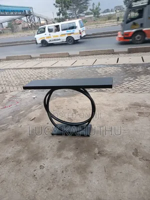 Wood Top Console Table With Metal Frame
