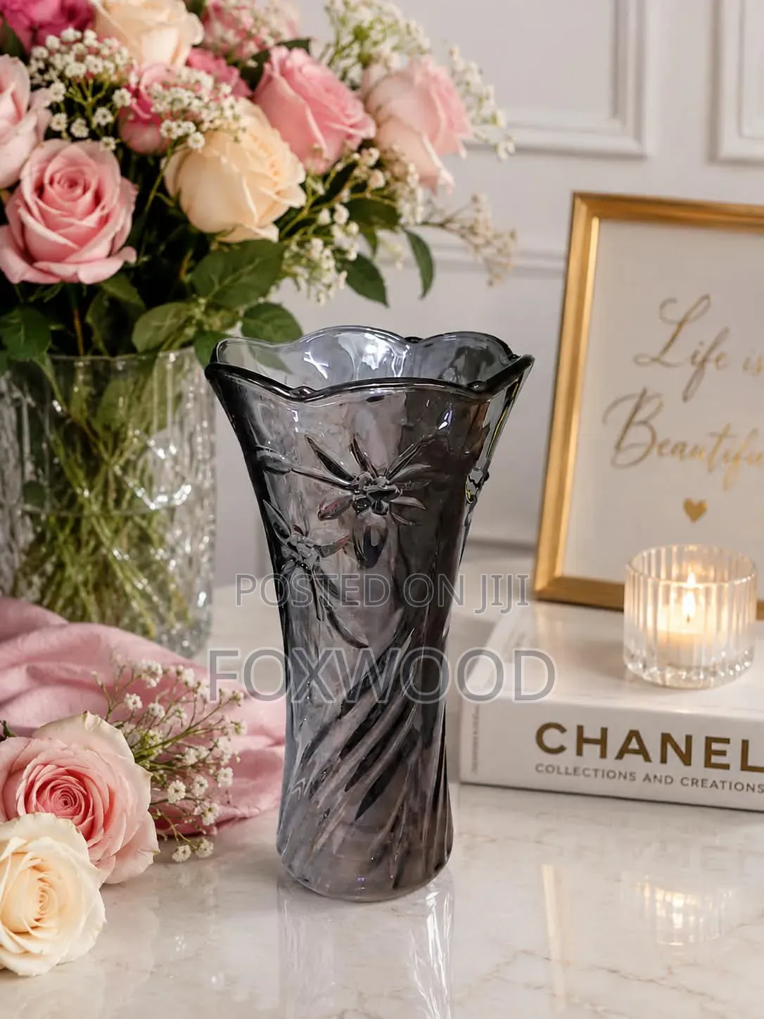 Red Cherry Black Flower Vase*