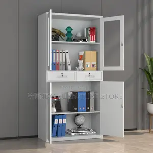 Office Cabinet; Two Doors Steel Half Glass Cabinet
