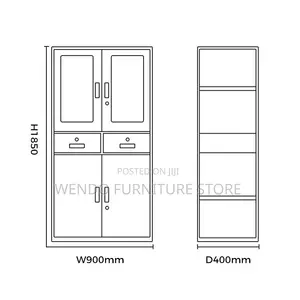 Office Cabinet; Two Doors Steel Half Glass Cabinet