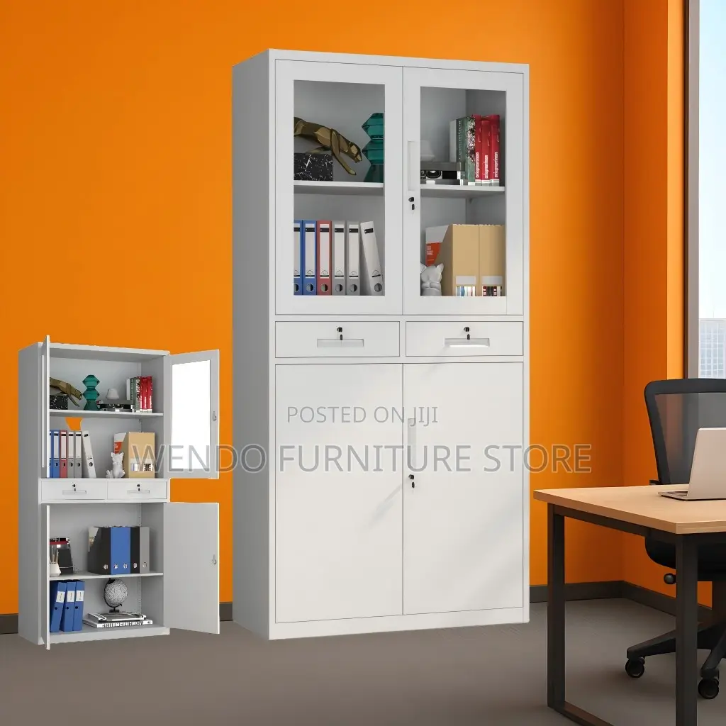 Office Cabinet; Two Doors Steel Half Glass Cabinet