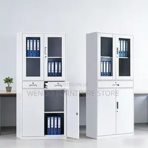 Office Cabinet; Two Doors Steel Half Glass Cabinet