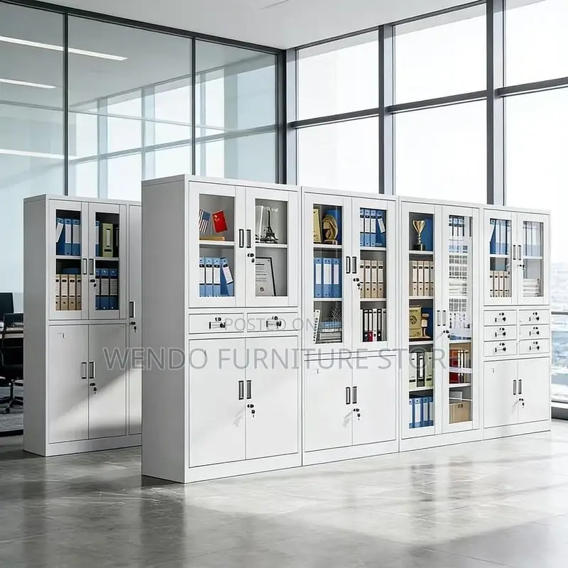 Office Cabinet; Two Doors Steel Half Glass Cabinet
