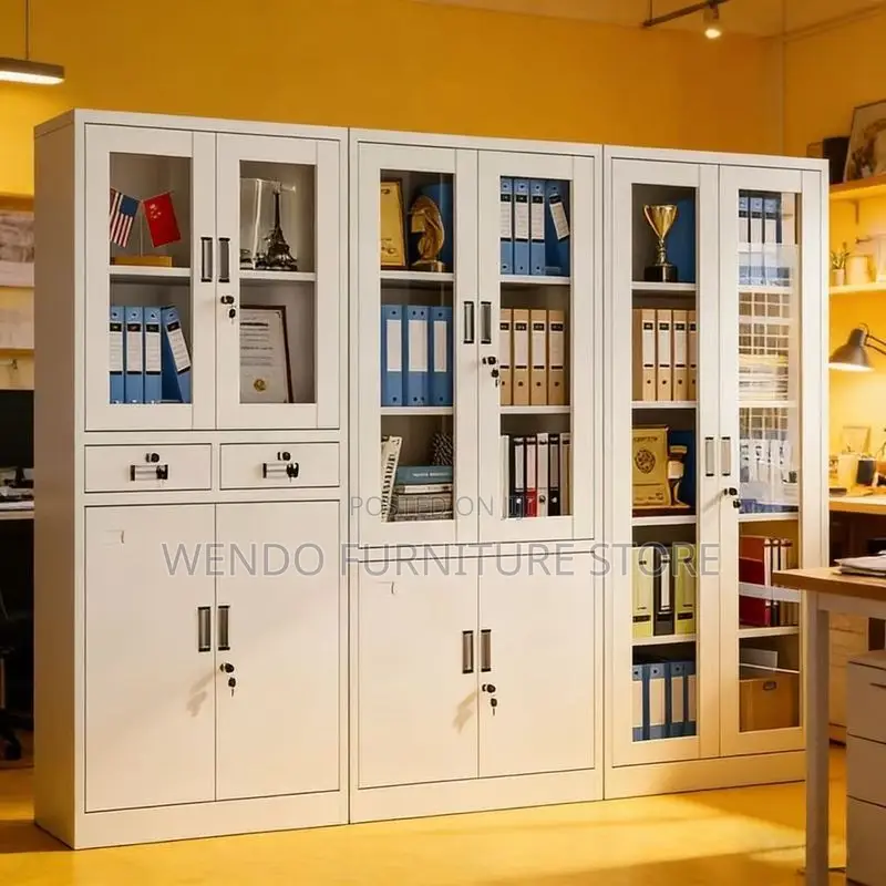 Office Cabinet; Two Doors Steel Half Glass Cabinet