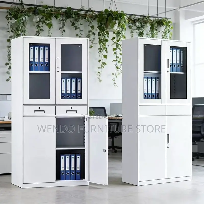 Office Cabinet; Two Doors Steel Half Glass Cabinet
