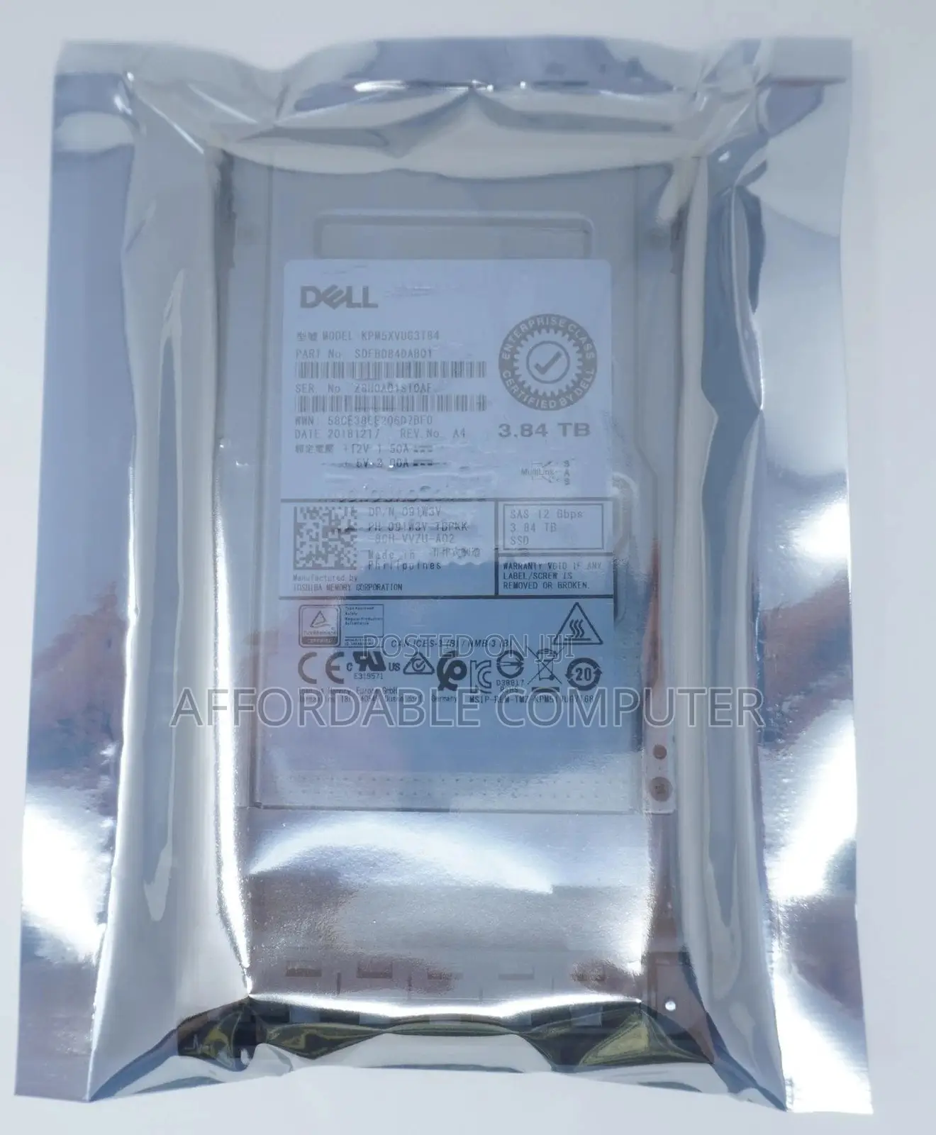 Dell 3.84tb Sas 2.5" 12g Server SSD