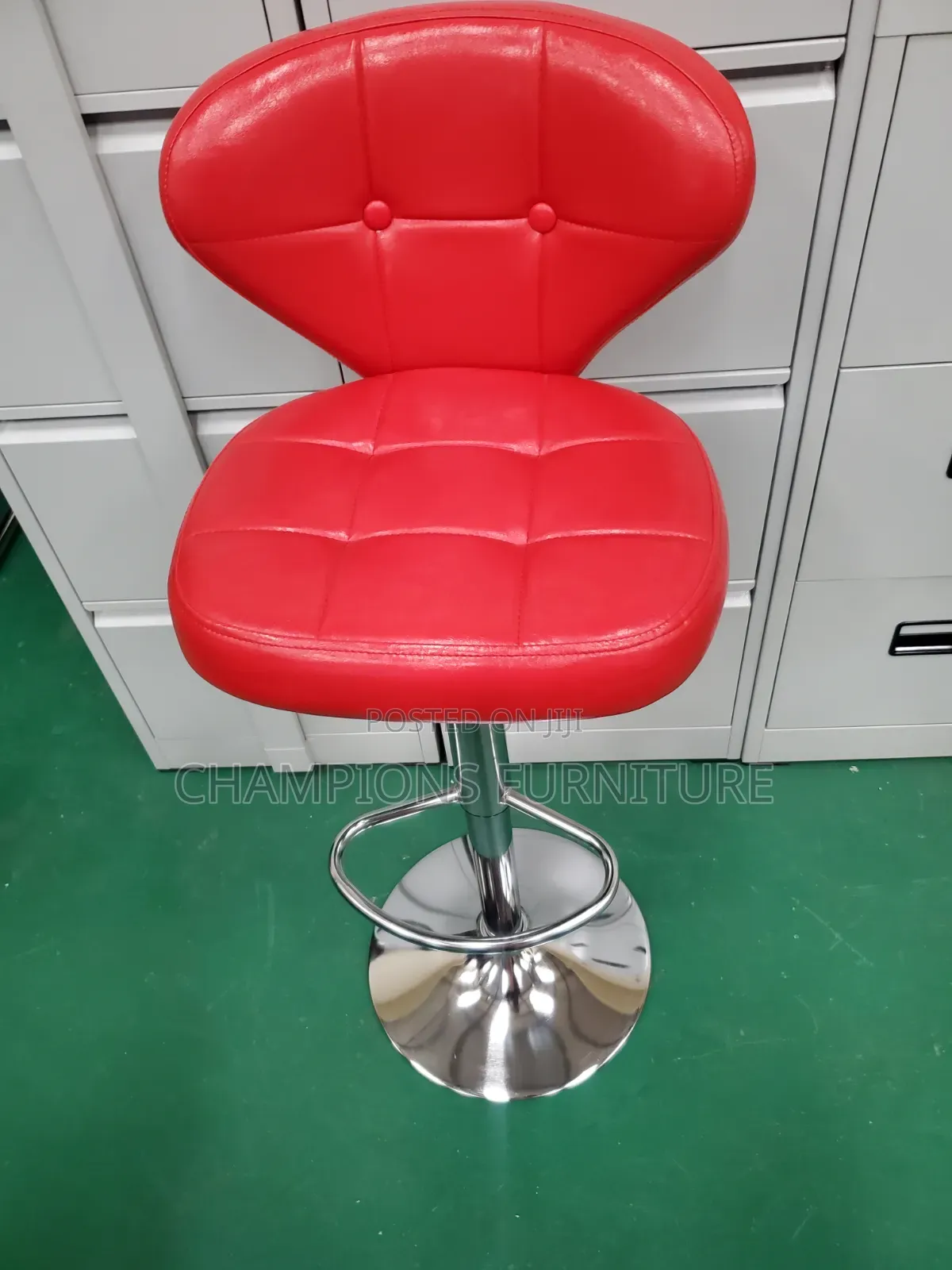 Flame Red Adjustable Barstool