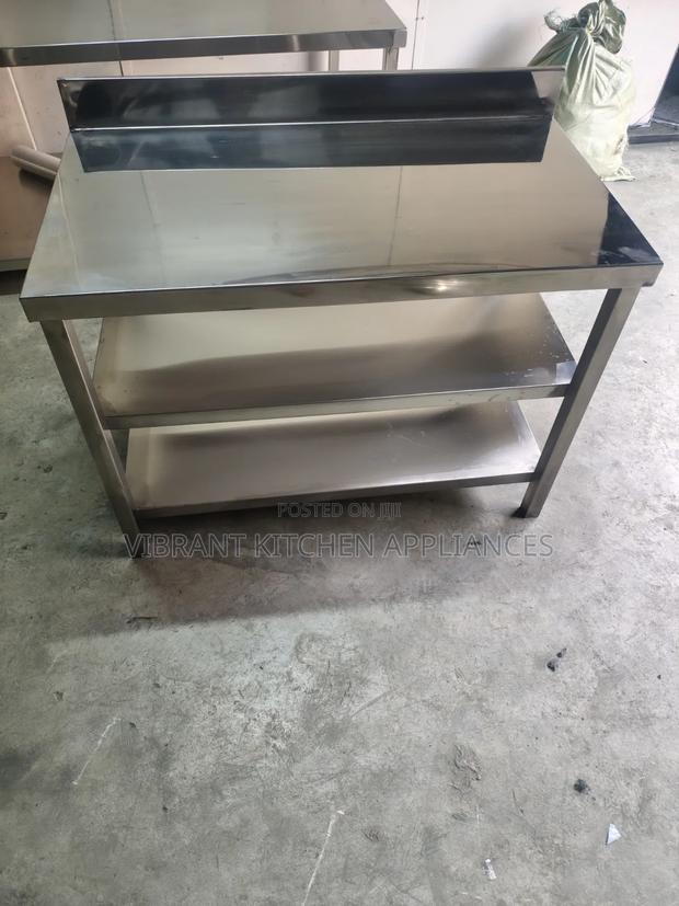3-Tier Stainless Steel Table – 4ft (120cm) Heavy Duty