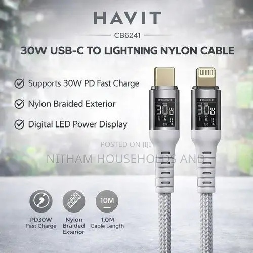 Havit Charging Cable Cb6241 Type-C Lightning Fast
